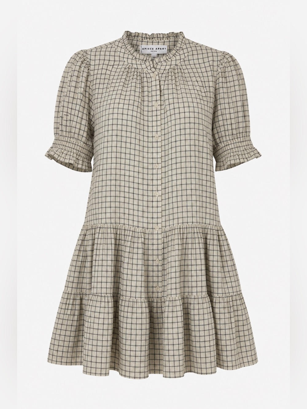 Apiece Apart Plaid Tiered Mini Cottagecore Prairie Organic Cotton Blend